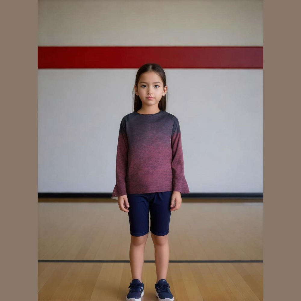 Joe Fresh Girl's Medium (7-8) Long Sleeve Navy & Pink Activewear Shirt